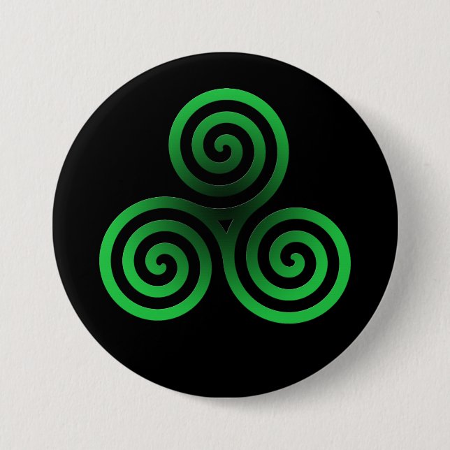Green Celtic Triskele Button (Front)