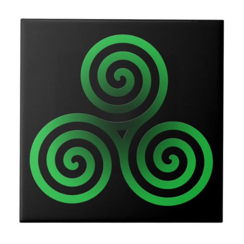 Green Celtic Triskele Ceramic Tile