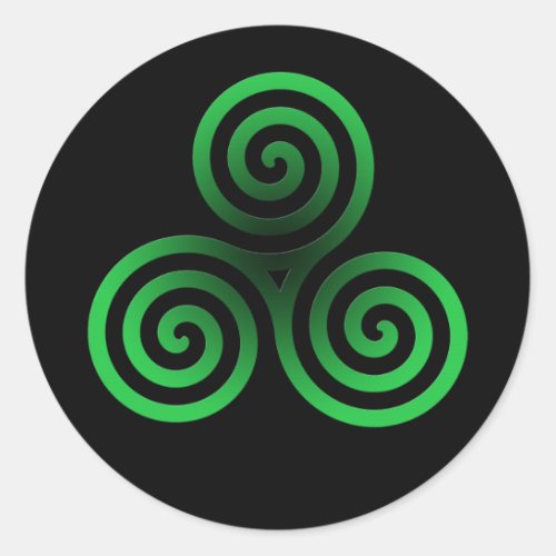 Green Celtic Triskele Classic Round Sticker