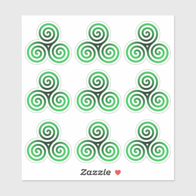 Green Celtic Triskele Sticker (Sheet)