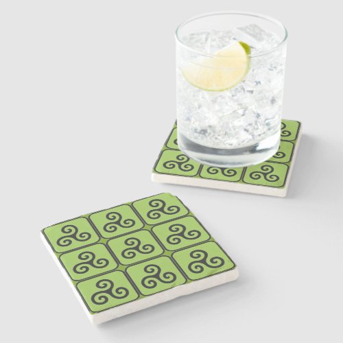 Green Celtic Triskele Tiled Coasters