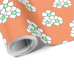 Green Centered Daisy Wrapping Paper
