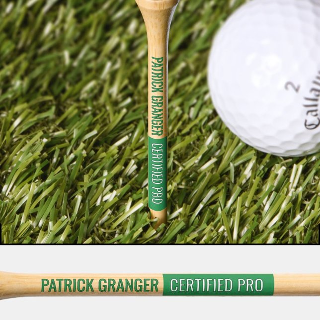 Green Certified Pro Add Your Name Golf Tees (Creator Uploaded)
