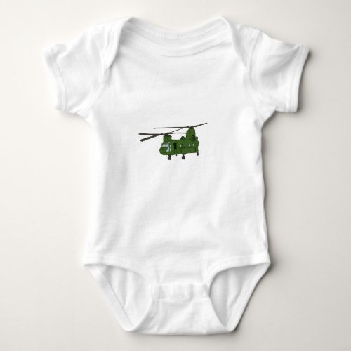 Green CH_47 Chinook Military Helicopter Baby Bodysuit