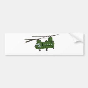 Green CH-47 Chinook Military Helicopter Bumper Sticker