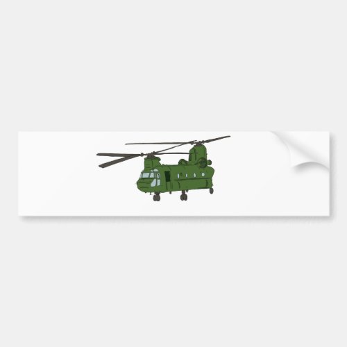 Green CH_47 Chinook Military Helicopter Bumper Sticker