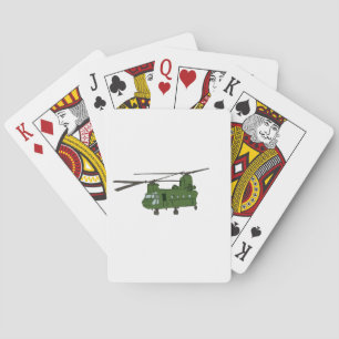 Green CH-47 Chinook Military Helicopter Poker Cards