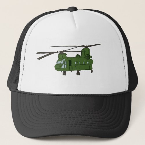 Green CH_47 Chinook Military Helicopter Trucker Hat