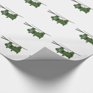 Green CH-47 Chinook Military Helicopter Wrapping Paper