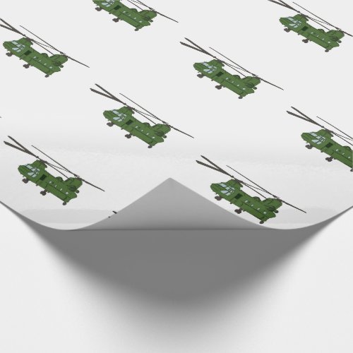 Green CH_47 Chinook Military Helicopter Wrapping Paper