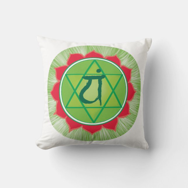 Green Chakra Heart Chakra Anahata Pilliow Throw Pillow (Front)