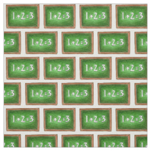 Green Chalkboard 1+2=3 Math Teacher School Slate Fabric