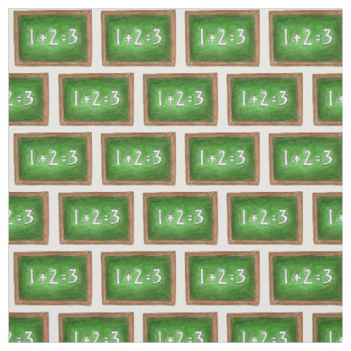 Green Chalkboard 1+2=3 Math Teacher School Slate Fabric