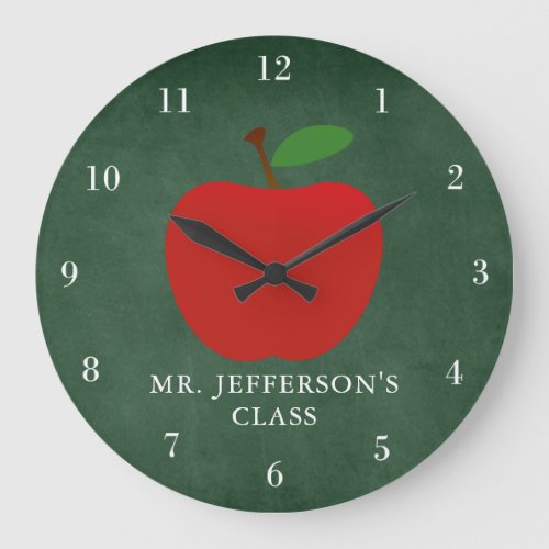 Green Chalkboard Custom Teacher School Classroom Large Clock