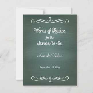 Green Chalkboard Design Bridal Shower Advice Cards
