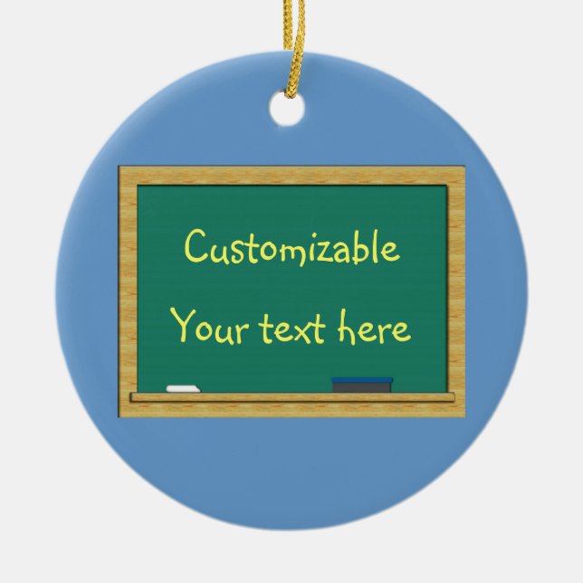 Green Chalkboard Greeting - Customizable Ceramic Ornament (Front)