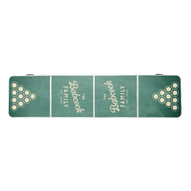 Green Chalkboard Retro Family Name & Year Beer Pong Table (Top)