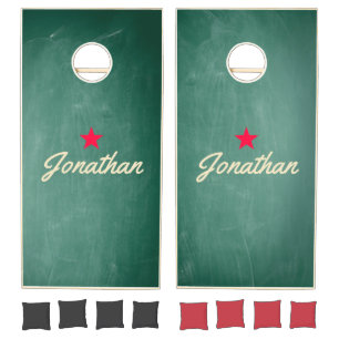 Green Chalkboard Vintage Star Signature Cornhole Set