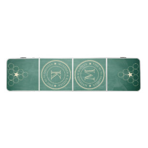 Green Chalkboard Wedding Monogram Star Beer Pong Table