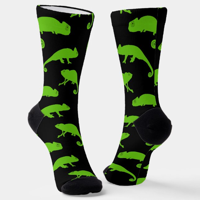Green Chameleon Reptile Socks (Angled)