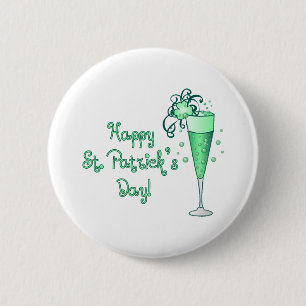 Green Champagne Pinback Button