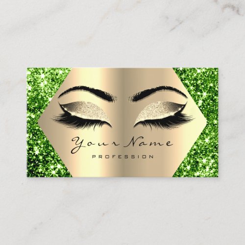 Green Champaigne Gold Glitter Makeup Lashes Business Card