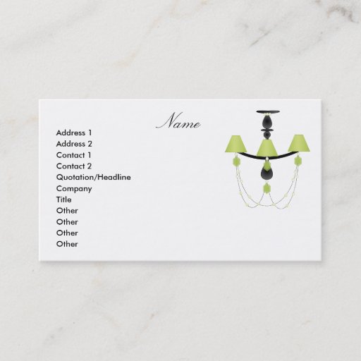 Customizable Green Chandelier Business Card Template