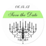Green Chandelier Save the Date Stickers