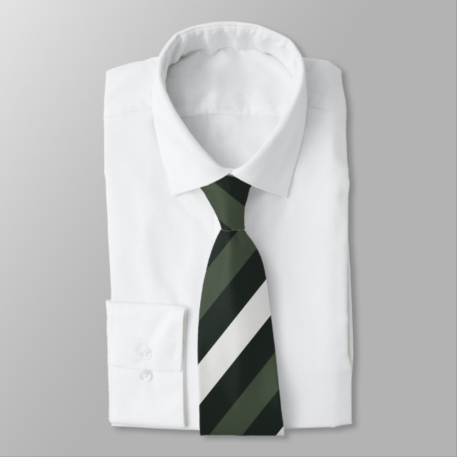  Green, Charcoal, and Grayish-White Diagonal  Neck Tie (Tied)