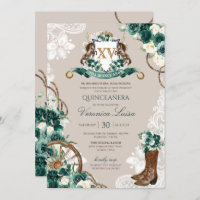 Green Charro Floral Horse Crest Quinceanera