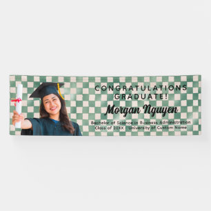 Green Check Custom Photo Congratulations Graduate Banner