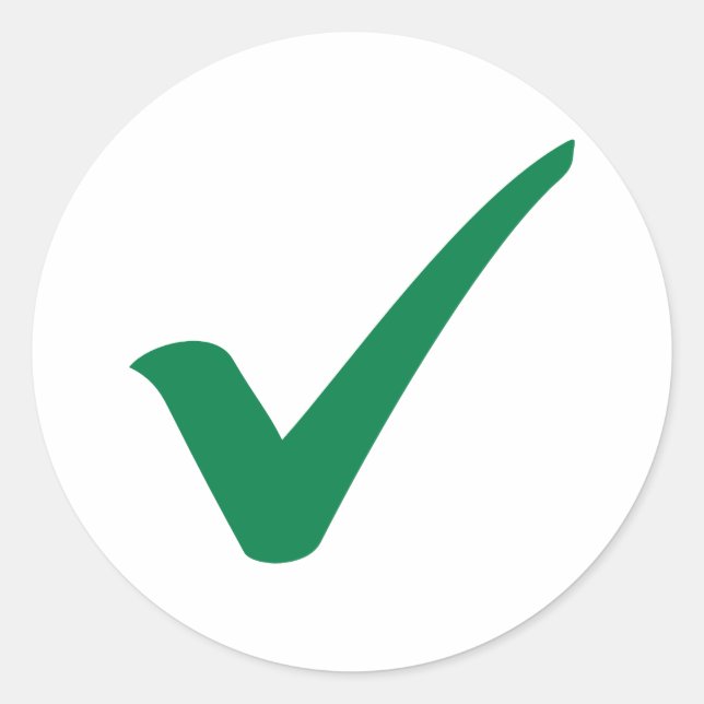 Green check mark classic round sticker (Front)