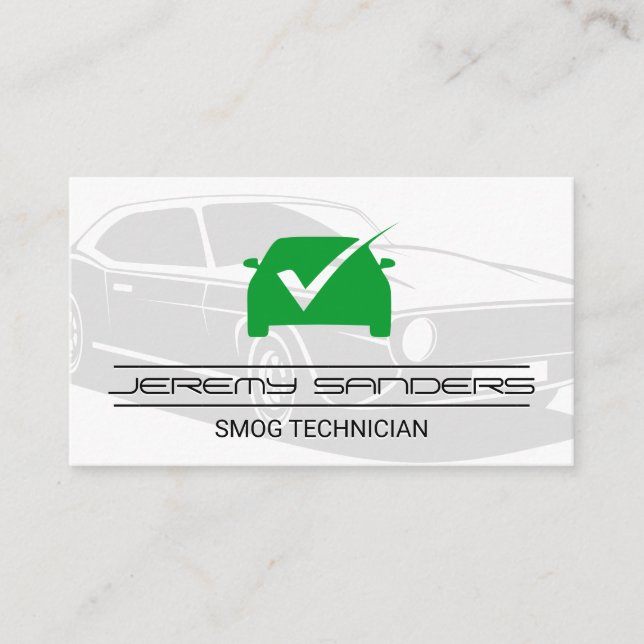 Green Check Mark Logo Business Card (Front)