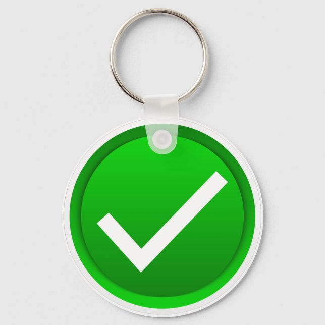 Green Check Mark Symbol Keychain (Front)