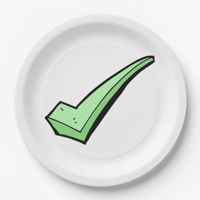 Green Check Mark Tick Symbol Paper Plates (Front)