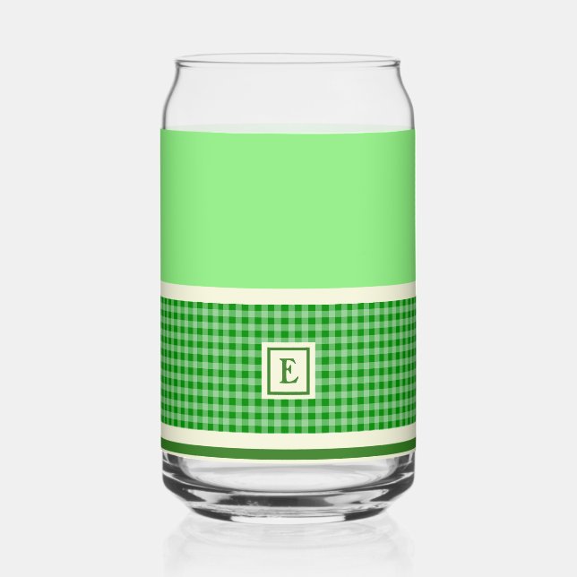 Green Check Monogram Can Glass (Front)