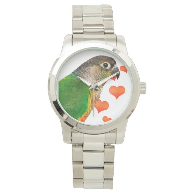 Green Check Parrot Bracelet Unisex Watch (Front)