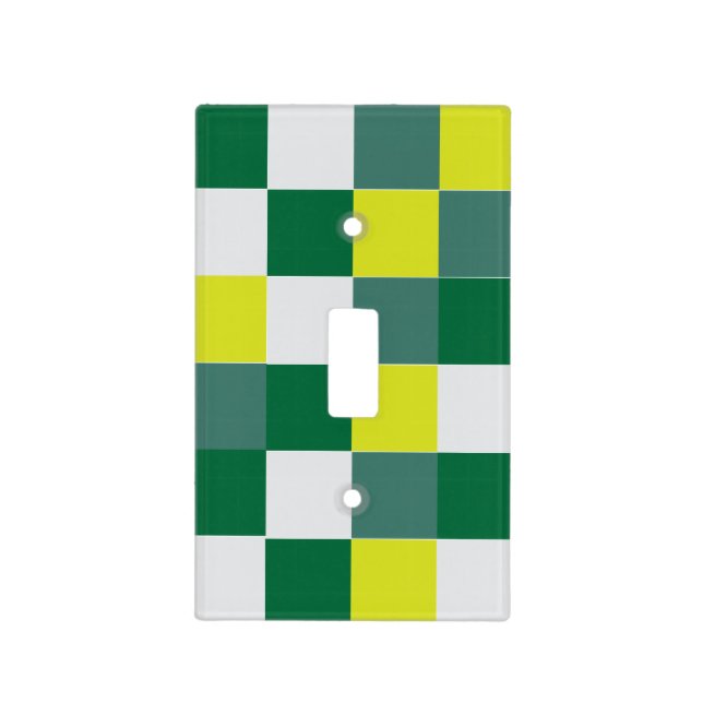 Green Check Pattern Light Switch Cover (Front)