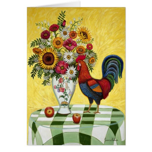 Green Check Rooster Card (Front)