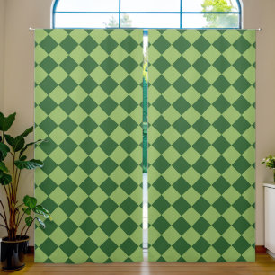 Green Checker Diamond Pattern Blackout Curtains