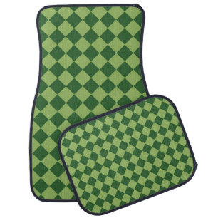 Green Checker Diamond Pattern Car Floor Mat