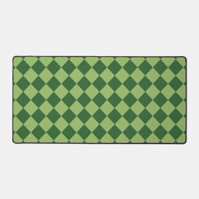 Green Checker Diamond Pattern  Desk Mat (Front)
