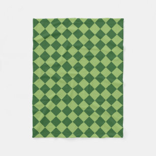 Green Checker Diamond Pattern Fleece Blanket