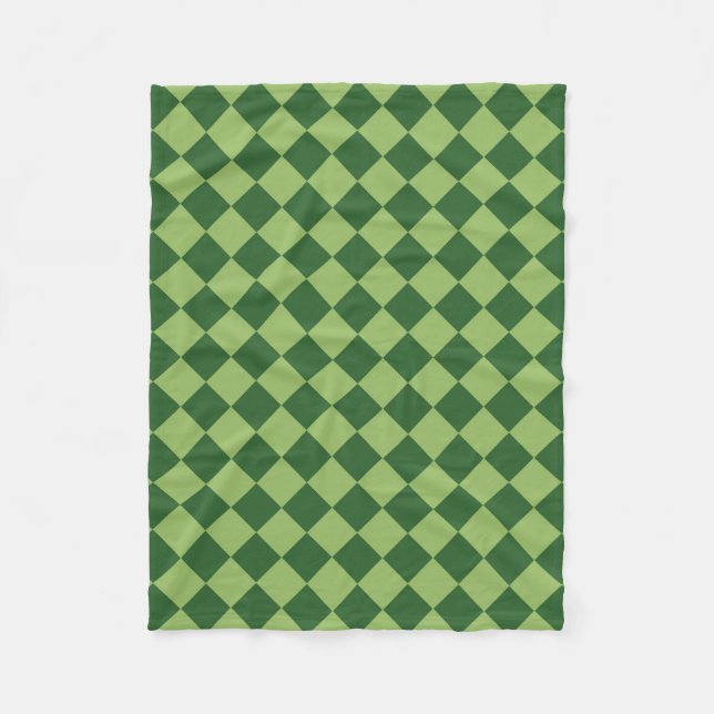 Green Checker Diamond Pattern Fleece Blanket (Front)