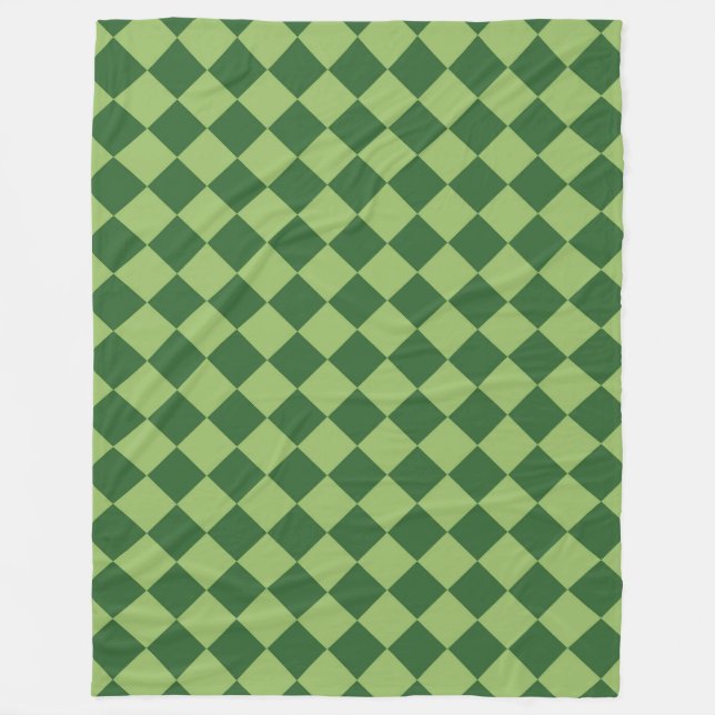 Green Checker Diamond Pattern Fleece Blanket (Front)