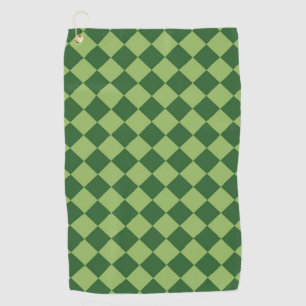 Green Checker Diamond Pattern Golf Towel