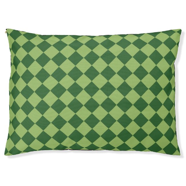 Green Checker Diamond Pattern Pet Bed (Front)