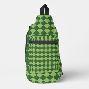 Green Checker Diamond Pattern Print Cut Sew Bag