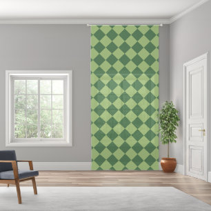 Green Checker Diamond Pattern Sheer Curtains