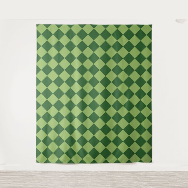 Green Checker Diamond Pattern  Tapestry (Front)